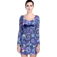 Patterns, Doodles, Pattern, Colorful Long Sleeve Velvet Bodycon Dress