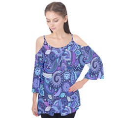 Patterns, Doodles, Pattern, Colorful Flutter Sleeve T-shirt