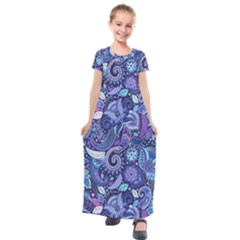 Patterns, Doodles, Pattern, Colorful Kids  Short Sleeve Maxi Dress