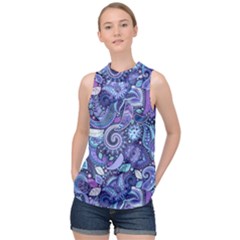 Patterns, Doodles, Pattern, Colorful High Neck Satin Top