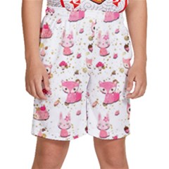 Pink Woodland Animals, Koteto Kids  Basketball Shorts