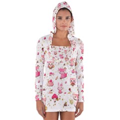 Pink Woodland Animals, Koteto Long Sleeve Hooded T-shirt