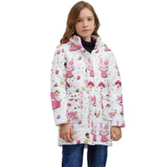 Pink Woodland Animals, Koteto Kids  Hooded Longline Puffer Jacket by kyorashop23