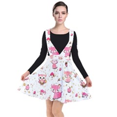 Pink Woodland Animals, Koteto Plunge Pinafore Dress