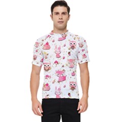 Pink Woodland Animals, Koteto Men s Short Sleeve Rash Guard by kyorashop23