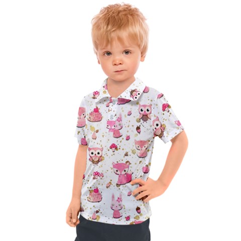 Pink Woodland Animals, Koteto Kids  Polo T-shirt by kyorashop23