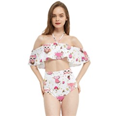 Pink Woodland Animals, Koteto Halter Flowy Bikini Set 