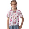 Pink Woodland Animals, Koteto Kids  Cuff Sleeve Scrunch Bottom T-Shirt View1