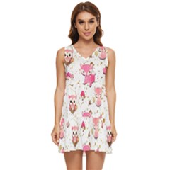 Pink Woodland Animals, Koteto Tiered Sleeveless Mini Dress