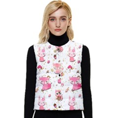 Pink Woodland Animals, Koteto Women s Button Up Puffer Vest