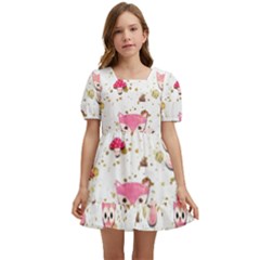 Pink Woodland Animals, Koteto Kids  Short Sleeve Dolly Dress