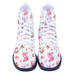 Pink Woodland Animals, Koteto Kid s High-top Canvas Sneakers by kyorashop23