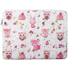 Pink Woodland Animals, Koteto 17  Vertical Laptop Sleeve Case With Pocket