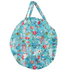 Snowy Winter Foliage, Adoxali, Christmas, Berry, Blue Giant Round Zipper Tote