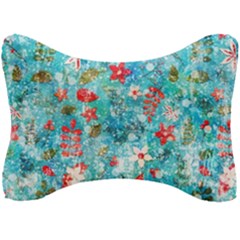 Snowy Winter Foliage, Adoxali, Christmas, Berry, Blue Seat Head Rest Cushion