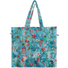 Snowy Winter Foliage, Adoxali, Christmas, Berry, Blue Canvas Travel Bag