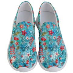 Snowy Winter Foliage, Adoxali, Christmas, Berry, Blue Men s Lightweight Slip Ons