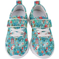 Snowy Winter Foliage, Adoxali, Christmas, Berry, Blue Kids  Velcro Strap Shoes