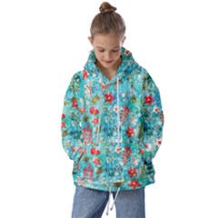 Snowy Winter Foliage, Adoxali, Christmas, Berry, Blue Kids  Oversized Hoodie