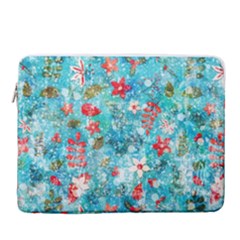 Snowy Winter Foliage, Adoxali, Christmas, Berry, Blue 15  Vertical Laptop Sleeve Case With Pocket by kyorashop23