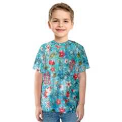 Snowy Winter Foliage, Adoxali, Christmas, Berry, Blue Kids  Sport Mesh T-shirt