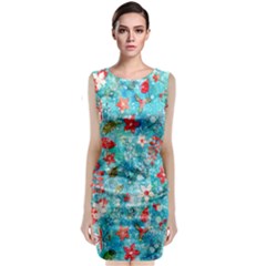 Snowy Winter Foliage, Adoxali, Christmas, Berry, Blue Classic Sleeveless Midi Dress