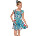 Snowy Winter Foliage, Adoxali, Christmas, Berry, Blue Kids  Cap Sleeve Dress View1