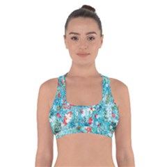 Snowy Winter Foliage, Adoxali, Christmas, Berry, Blue Cross Back Sports Bra