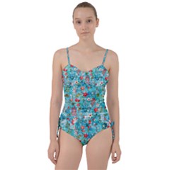 Snowy Winter Foliage, Adoxali, Christmas, Berry, Blue Sweetheart Tankini Set