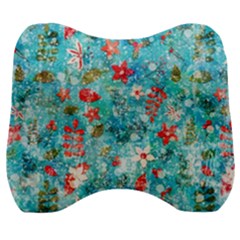 Snowy Winter Foliage, Adoxali, Christmas, Berry, Blue Velour Head Support Cushion