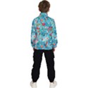 Snowy Winter Foliage, Adoxali, Christmas, Berry, Blue Kids  High Neck Windbreaker View4