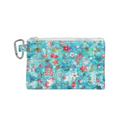 Snowy Winter Foliage, Adoxali, Christmas, Berry, Blue Canvas Cosmetic Bag (small)