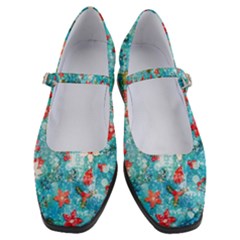 Snowy Winter Foliage, Adoxali, Christmas, Berry, Blue Women s Mary Jane Shoes