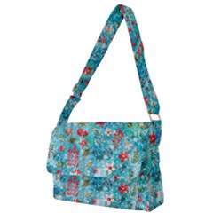 Snowy Winter Foliage, Adoxali, Christmas, Berry, Blue Full Print Messenger Bag (l)