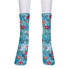 Snowy Winter Foliage, Adoxali, Christmas, Berry, Blue Crew Socks by kyorashop23