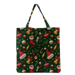 Texture, Pattern, Red, Craciun, Christmas, Hat, Santa, Green Grocery Tote Bag