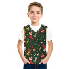 Texture, Pattern, Red, Craciun, Christmas, Hat, Santa, Green Kids  Basketball Tank Top by kyorashop23