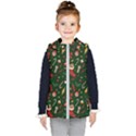 Texture, Pattern, Red, Craciun, Christmas, Hat, Santa, Green Kids  Hooded Puffer Vest View1