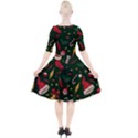 Texture, Pattern, Red, Craciun, Christmas, Hat, Santa, Green Quarter Sleeve A-Line Dress With Pockets View2