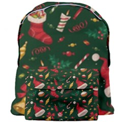 Texture, Pattern, Red, Craciun, Christmas, Hat, Santa, Green Giant Full Print Backpack