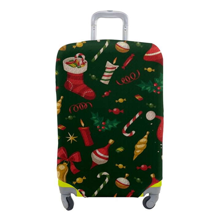 Texture, Pattern, Red, Craciun, Christmas, Hat, Santa, Green Luggage Cover (Small)