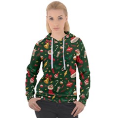 Texture, Pattern, Red, Craciun, Christmas, Hat, Santa, Green Women s Overhead Hoodie