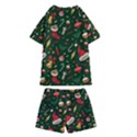 Texture, Pattern, Red, Craciun, Christmas, Hat, Santa, Green Kids  Swim T-Shirt and Shorts Set View2