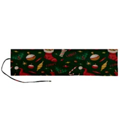 Texture, Pattern, Red, Craciun, Christmas, Hat, Santa, Green Roll Up Canvas Pencil Holder (l)