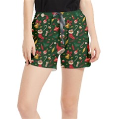 Texture, Pattern, Red, Craciun, Christmas, Hat, Santa, Green Women s Runner Shorts