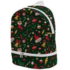 Texture, Pattern, Red, Craciun, Christmas, Hat, Santa, Green Zip Bottom Backpack