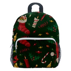 Texture, Pattern, Red, Craciun, Christmas, Hat, Santa, Green Kids  Age 5-10 Lightweight School Backpack With Side Pockets