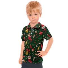 Texture, Pattern, Red, Craciun, Christmas, Hat, Santa, Green Kids  Polo T-shirt