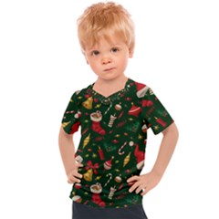 Texture, Pattern, Red, Craciun, Christmas, Hat, Santa, Green Kids  Sports T-shirt