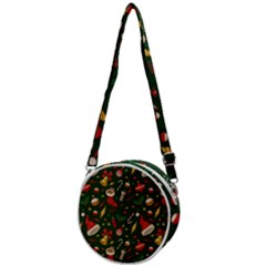 Texture, Pattern, Red, Craciun, Christmas, Hat, Santa, Green Crossbody Circle Bag